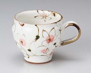 【まとめ買い10個セット品】 ハ617-058 粉引花唐草マグ(紅)【キャンセル/返品不可】