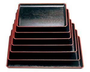 【まとめ買い10個セット品】 ヌ708-078 [A]ケヤキ会席盆 黒天朱尺6【キャンセル/返品不可】