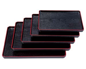 【まとめ買い10個セット品】 ヌ708-578 [A]大寿木目盆 黒天朱SL尺5[ノンスリップ加工]【キャンセル/返品不可】