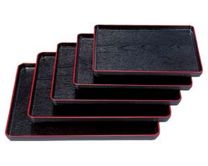 【まとめ買い10個セット品】 ヌ708-658 [TA]耐熱大寿木目盆 黒天朱SL尺1[ノンスリップ加工]【キャンセル/返品不可】