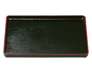 エ710-148 [A]地木目長手盆 黒天朱 尺2寸【卸問屋名調 おしゃれ 食器 テーブルウェア 業務用 居酒屋 レストラン 喫茶店 ホテル 家庭用】