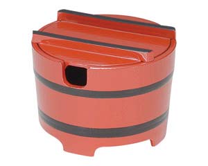 【まとめ買い10個セット品】 エ719-188 [A]桶型ガリ入れ 朱木目天黒(切込有)【キャンセル/返品不可】