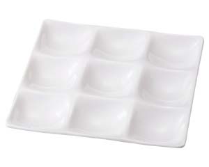 【まとめ買い10個セット品】 ヌ715-068 [M]角メラミン白9点プレート【キャンセル/返品不可】