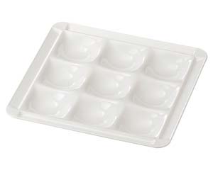 【まとめ買い10個セット品】 ヌ715-108 [TA]耐熱30cm角渕付9点プレート 白クリヤー【キャンセル/返品不可】