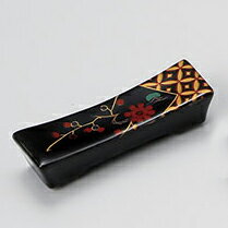 【まとめ買い10個セット品】和食器 ワ291-078 陶器・長角箸置 黒梅