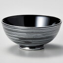 【まとめ買い10個セット品】和食器 ウ368-068 黒艶銀刷毛目飯碗