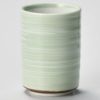 【まとめ買い10個セット品】和食器 ト381-448 ライトグリーン 白刷毛 切立湯呑