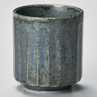 【まとめ買い10個セット品】和食器 ラ380-148 わび 紺ねず しのぎ湯呑