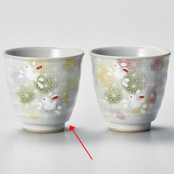 【まとめ買い10個セット品】和食器 ア385-178 粉引き一珍うさぎ長湯呑