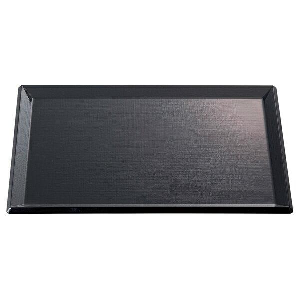 和食器 エ710-778 [TA]耐熱長手布目盆 黒NS 尺4寸[ノンスリップ加工][洗]【ECJ】