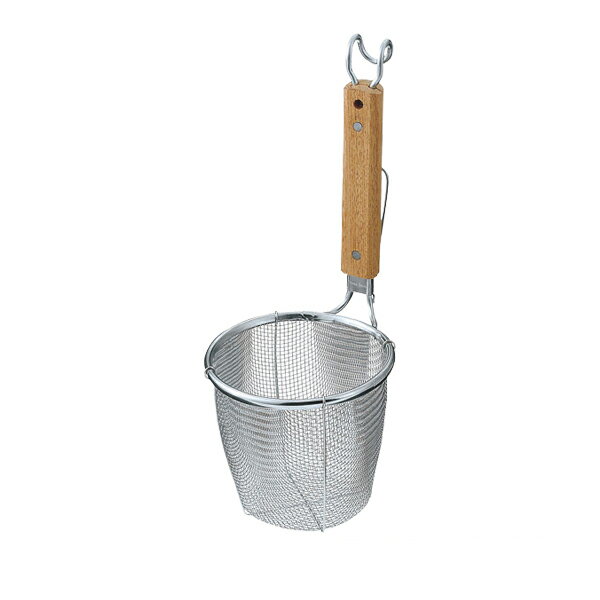 【マラソン期間限定!エントリーでポイント5倍!!】TSステンレス　ラーメン専用パワーてぼ　平底　(引掛付) 10126　(8メッシュ)