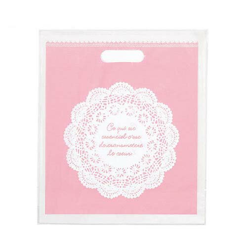【まとめ買い10個セット品】レース ポリ袋 26×29×底マチ10cm 100枚 61-268-4-3 【ラッピング用品 ラッピングシリーズ レース ポリバッグ...