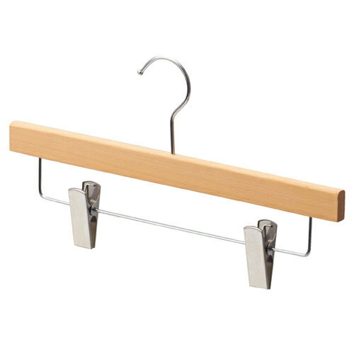 【まとめ買い10個セット品】木製ボトムハンガー 木地仕上げ 下型クリップ付き 10本 61-191-14-1 【 店舗什器 パネル ディスプレー 棚 ハンガー 店舗備品 】