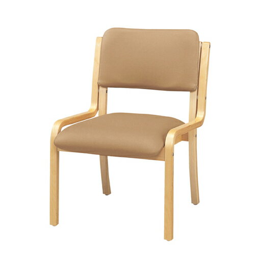木製スタッキングチェア 合皮張り(アーム無し) 組立品 ベージュ 2台 61-783-53-2 【 店舗運営用品 テーブル＆チェア スタッキングチェア 木製スタッキングチェア 合皮張り アーム無し） 】