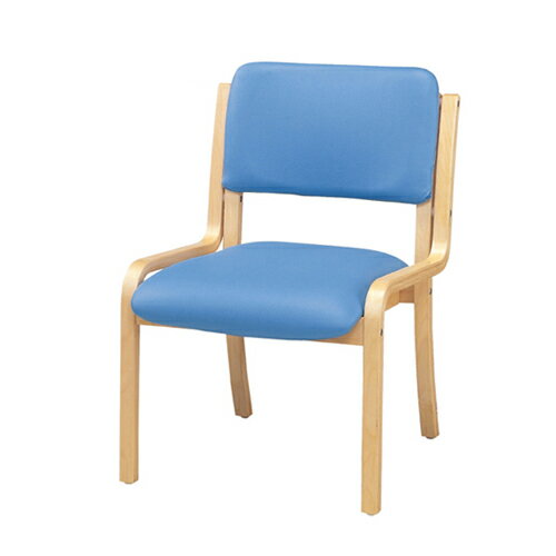 木製スタッキングチェア 合皮張り(アーム無し) 完成品 ブルー 2台 61-783-53-3 【 店舗運営用品 テーブル＆チェア スタッキングチェア 木製スタッキングチェア 合皮張り アーム無し） 】
