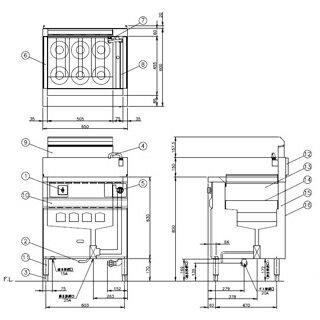 コメットカトウ ゆで麺器 CMR2シリーズ D=600(600+20) 650×600+20×800 CMR2-6 LPG(プロパンガス)【メーカー直送/後払い決済不可】【メイチョー】 2