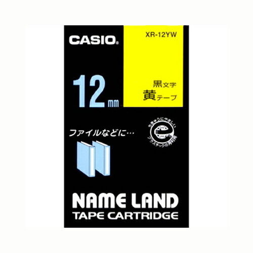 【まとめ買い10個セット品】 カシオ ネームランド用テープカートリッジ XR-12YW 黄 黒文字 1巻8m【メイチョー】