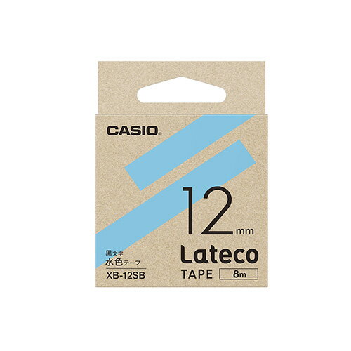 【まとめ買い10個セット品】カシオ ラベルライター　Lateco XB-12SB 水色　黒文字 1巻8m【メイチョー】