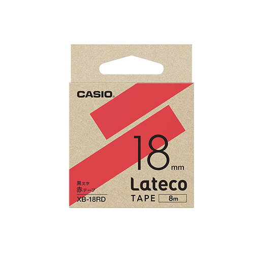 【まとめ買い10個セット品】カシオ ラベルライター　Lateco XB-18RD 赤　黒文字 1巻8m【メイチョー】