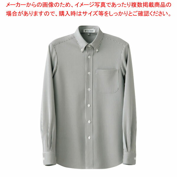 ストライプシャツ・長袖 CH4497-8 LL ホワイトグレー 【メイチョー】