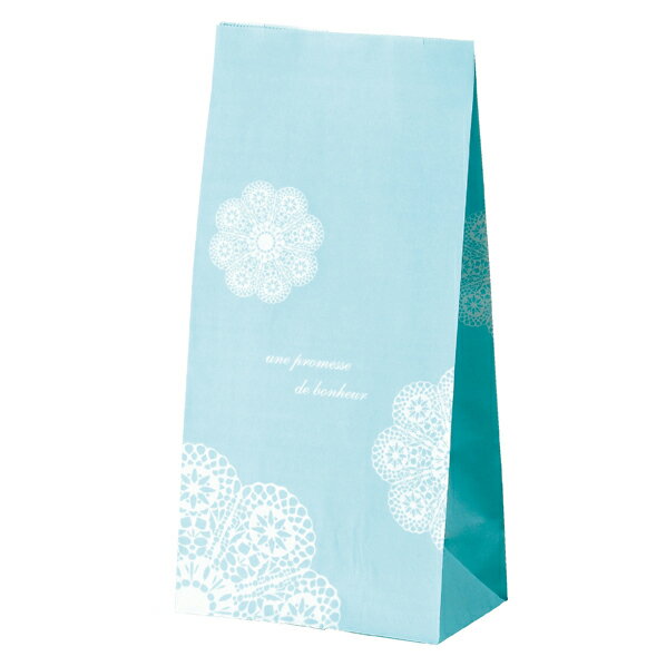 角底 レースィ Mアクア 100枚 15.5×9.5×32cm 61-306-12-5 【ラッピング用品 ラッピングシリーズ レースィ 角底紙袋 レースィ】【店...