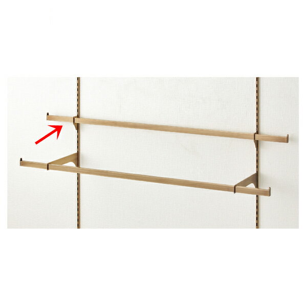 アンティークゴールド用貫通式ミニ角バーセットW120×D3.5cm (オーバーハング) 61-42-13-1 【システム什器 システムオプション スリット式システムオプションW120cm スリット芯々88.8cm用 貫通式ミニ角バーセット W120cm アンティークゴールド】【メイチョー】