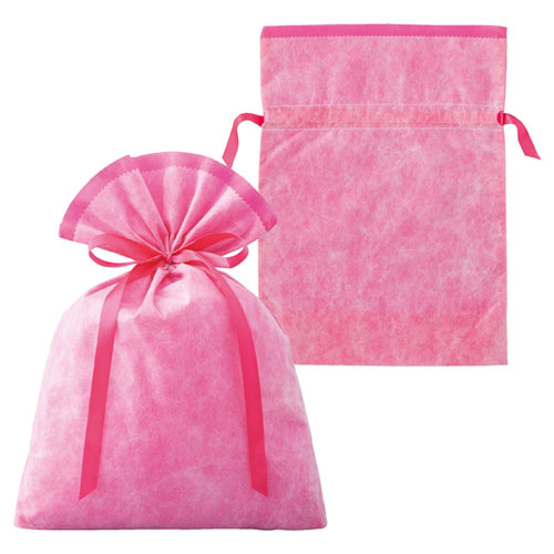 不織布リボン付きギフトバッグ ピンク 31×43(30)×底マチ12 10枚 61-270-6-4 【ラッピング用品 ギフトバッグ リボン付きタイプ 不織布リボ...