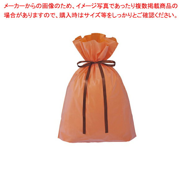 【まとめ買い10個セット品】フロストリボン付きギフトバッグ オレンジ 24×36(24)×底マチ12 20枚 61-757-34-2 【簡単ラッピング/時短ラッピング/2層構造】【メイチョー】