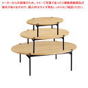 【まとめ買い10個セット品】スチール脚3段テーブルセット オーバル 天板ラスティック柄/脚部ブラック 61-758-48-2 【メイチョー】