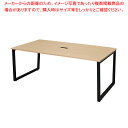 【まとめ買い10個セット品】4ヶ口コンセント付きミーティングテーブルW180×D90cm ブラック脚 ナチュラル 61-794-35-2 【メイチョー】