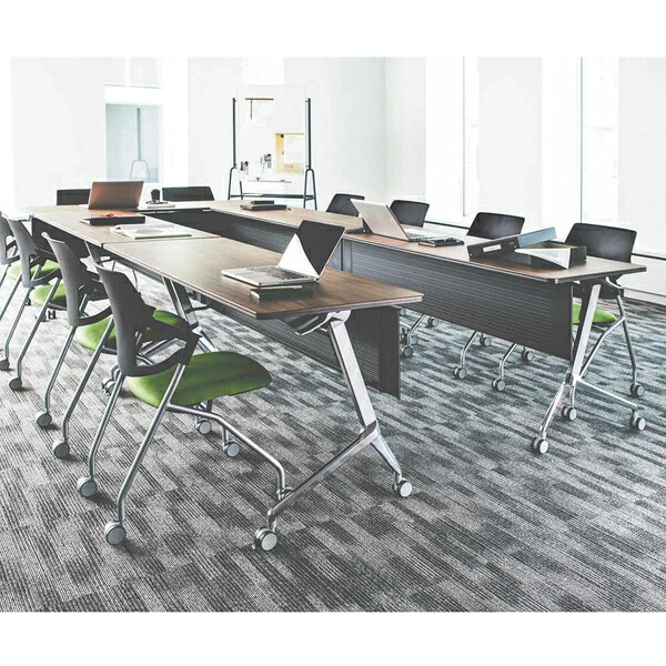 フォールディングテーブルポリッシュ脚W180×D60 ブラウン 1台 61-801-14-4 【メイチョー】 [2]