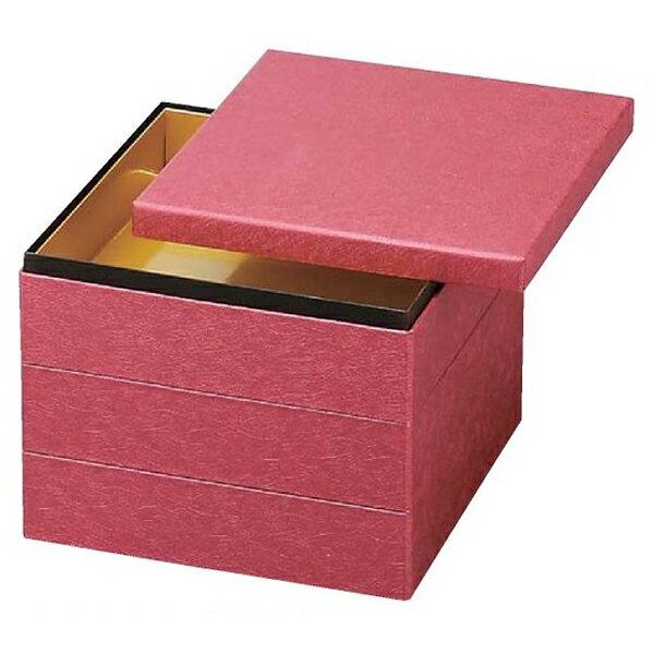 高級和紙重 和紙重 紅稲草紋 7.0寸(内金紙) 3段【お重 重箱 おせち 正月】【メイチョー】