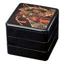 6.5寸重 黒 扇面 3段【お重 重箱 おせち 正月】【メイチョー】