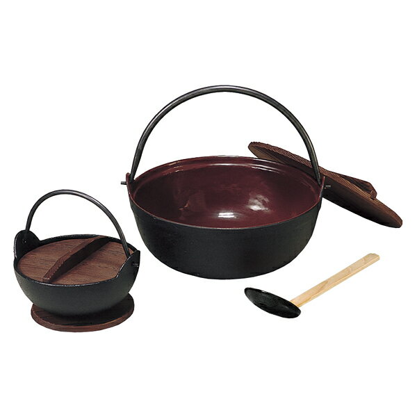 五進　田舎鍋　33cm　内部ホーロー E-17　鋳鉄製【メイチョー】