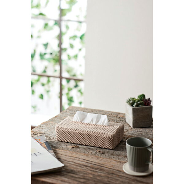 ストレッチティッシュカバー ボックス用ブロック柄(レッド)【メイチョー】