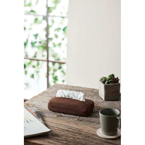 ストレッチティッシュカバー ソフトパック用ブロック柄(ベージュ)【メイチョー】 [2]