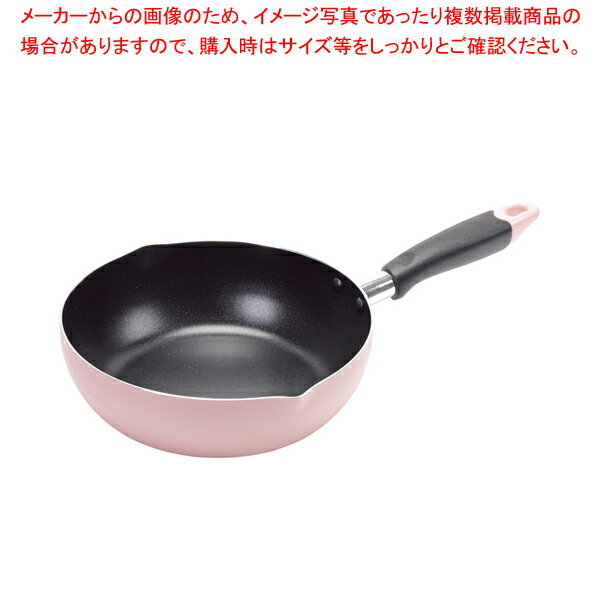 IH爐/瓦斯爐兩用 - ふっ素加工IH対応目盛付料理フライパン22cm(ピンク) 【メイチョー】