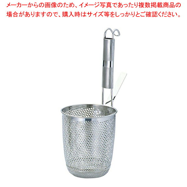 【まとめ買い10個セット品】エコクリーン パイプ柄パンチング丸底てぼ L UK18-8【 うどんてぼ 業務用スープ漉し器 麺湯切りザル うどんゆがく そば用品 振りザル 揚げザル 振りざる うどんすくい ラーメンテボ 湯きり】【メイチョー】