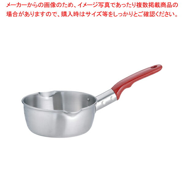 【まとめ買い10個セット品】18-8プラ柄計量雪平鍋(両口・目盛付) 15cm【メイチョー】