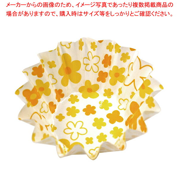 紙カップ ココケース 丸型(500枚入) 小花柄 6号深 イエロー【メイチョー】