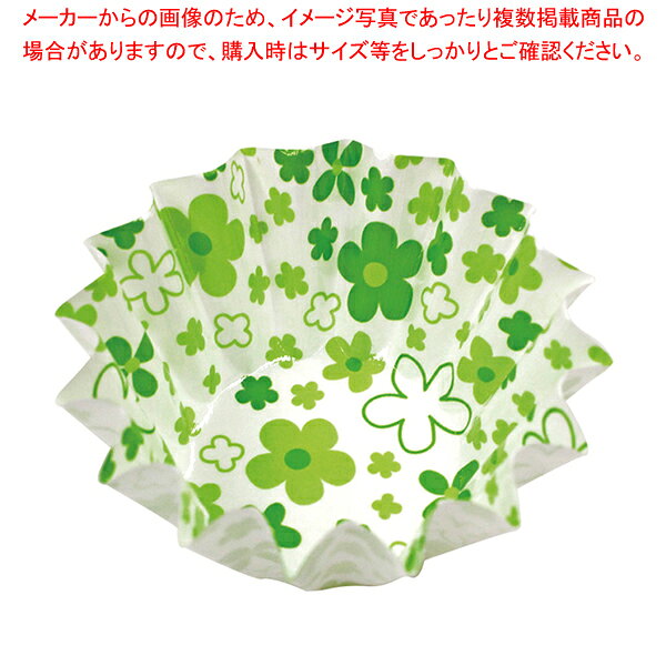 紙カップ ココケース 丸型(500枚入) 小花柄 7号深 グリーン【メイチョー】