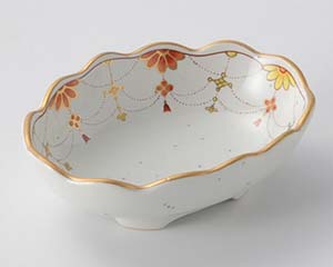 【まとめ買い10個セット品】和食器 ウ014-088 錦瓔珞楕円千代口【キャンセル/返品不可】【メイチョー】