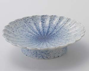 【まとめ買い10個セット品】和食器 ホ021-188 墨吹菊形高台皿【キャンセル/返品不可】【メイチョー】