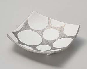 【まとめ買い10個セット品】和食器 タ030-198 銀彩水玉四方皿【キャンセル/返品不可】【メイチョー】