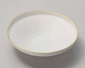 【まとめ買い10個セット品】和食器 カ032-088 渕金白マットたわみ鉢(小)【キャンセル/返品不可】【メイチョー】