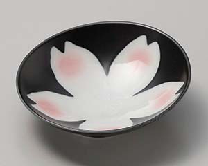 【まとめ買い10個セット品】和食器 ミ039-028 黒釉桜花スロープ向付【キャンセル/返品不可】【メイチョー】
