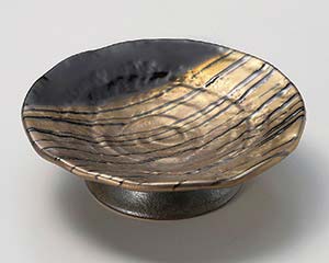 【まとめ買い10個セット品】和食器 イ036-238 ゴールドゼブラ高台5.0皿【キャンセル/返品不可】【メイチョー】