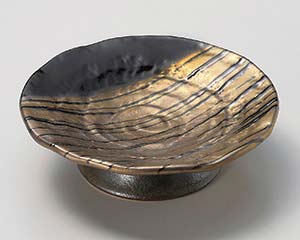 乐天商城 - 和食器 イ036-248 ゴールドゼブラ高台4.0皿【メイチョー】