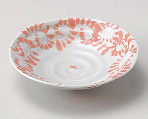 【まとめ買い10個セット品】和食器 ア037-068 手造り唐草赤平鉢【キャンセル/返品不可】【メイチョー】