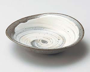 【まとめ買い10個セット品】和食器 ネ047-048 粉引刷毛楕円向付【キャンセル/返品不可】【メイチョー】